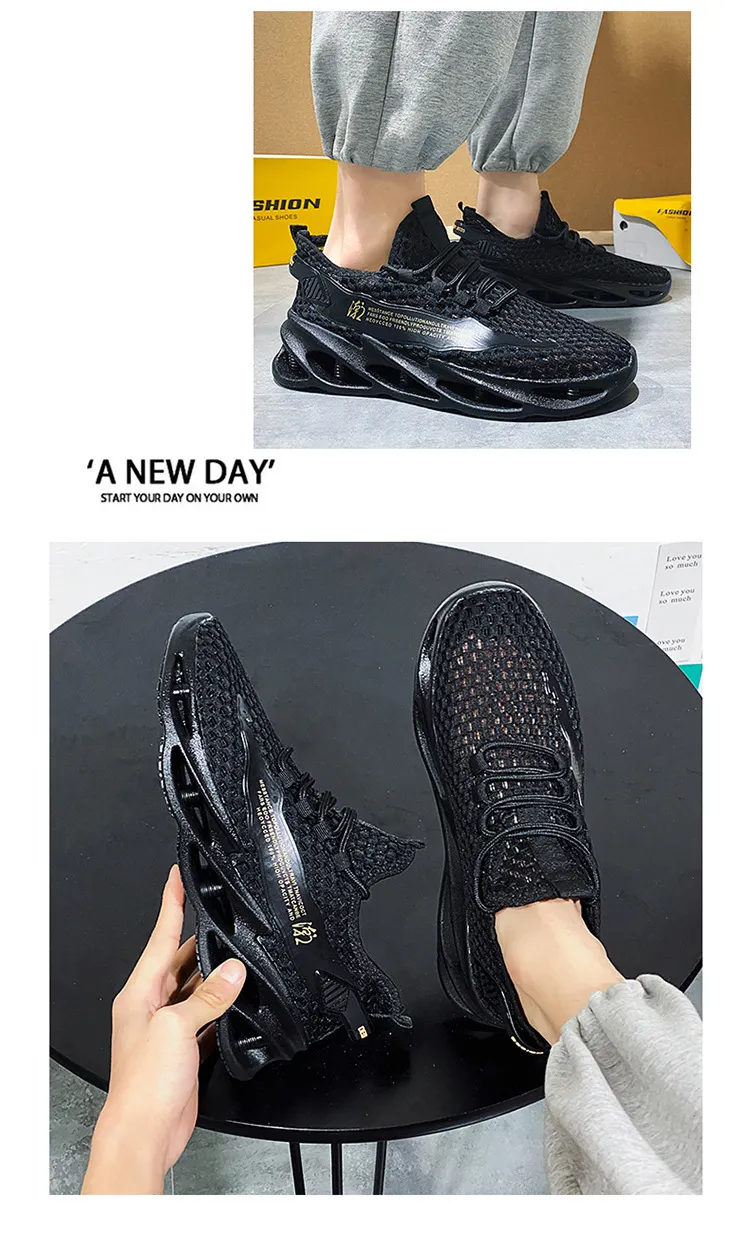 Men's Summer Breathable Mesh Running Shoes - Lightweight Hollow Casual Sneakers with Increased Shock Absorption for Trendy Sports & Everyday Wear showcase 12