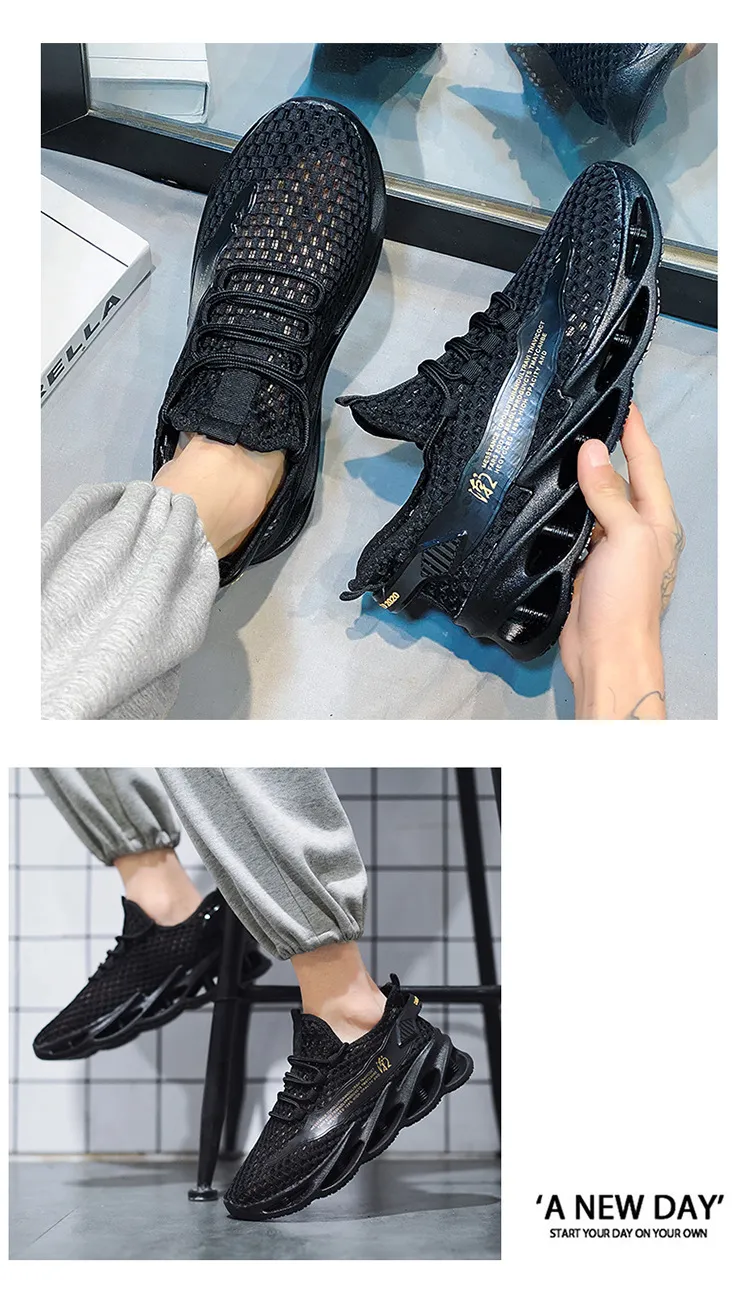 Men's Summer Breathable Mesh Running Shoes - Lightweight Hollow Casual Sneakers with Increased Shock Absorption for Trendy Sports & Everyday Wear showcase 13