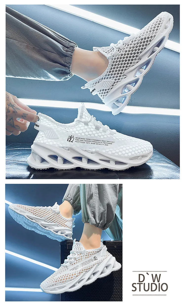 Men's Summer Breathable Mesh Running Shoes - Lightweight Hollow Casual Sneakers with Increased Shock Absorption for Trendy Sports & Everyday Wear showcase 2