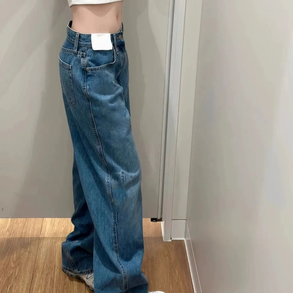 Women's Wide-Leg Jeans Draped Loose Fit Retro Floor-Length Pants for Spring Summer Korean Fashion - Image 2