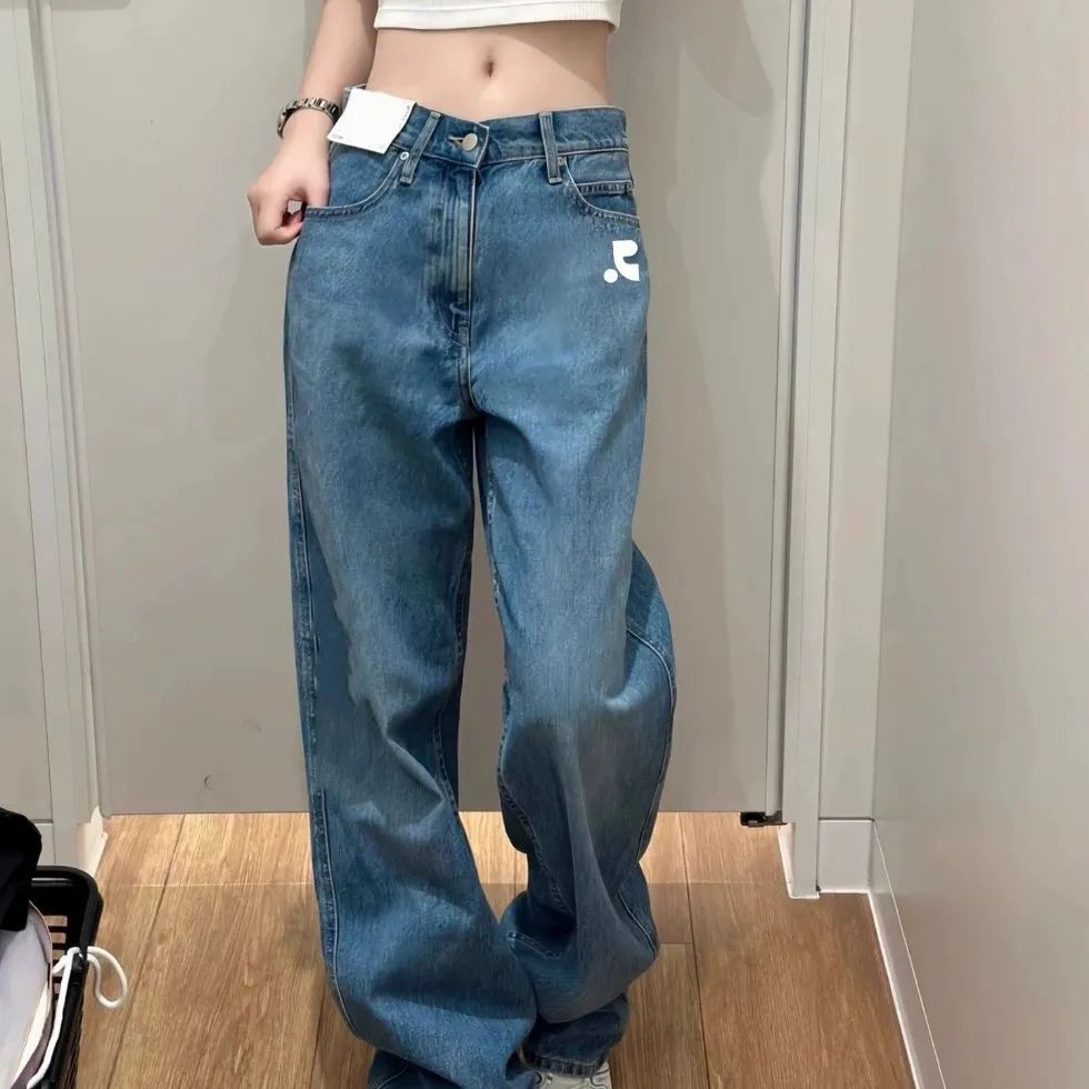 Women's Wide-Leg Jeans Draped Loose Fit Retro Floor-Length Pants for Spring Summer Korean Fashion - Image 1
