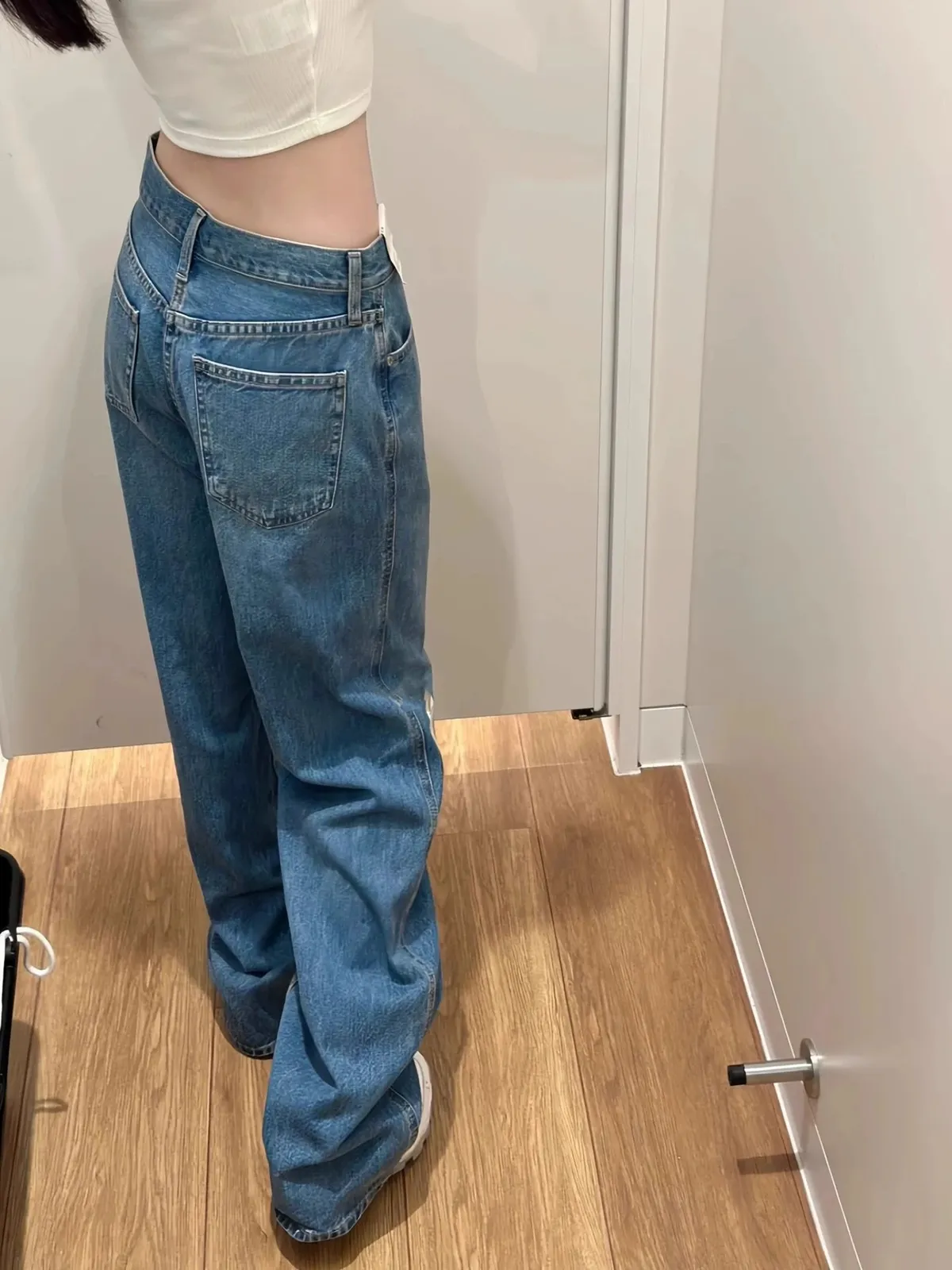 Women's Wide-Leg Jeans Draped Loose Fit Retro Floor-Length Pants for Spring Summer Korean Fashion showcase 4