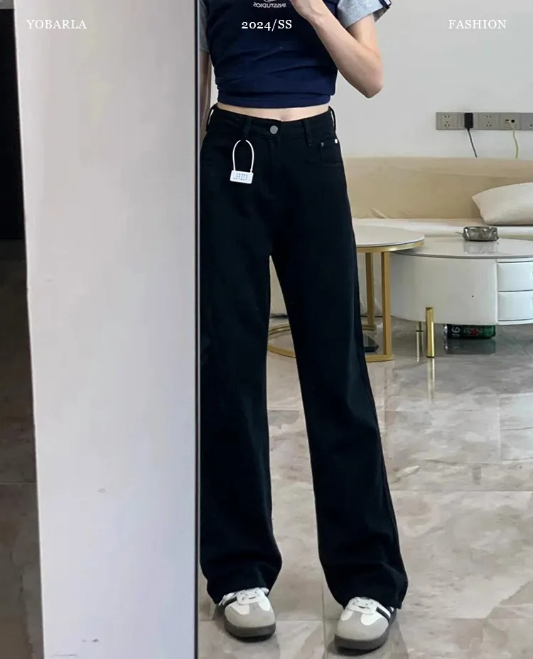 Women's White Wide-Leg Jeans 2025 Autumn Winter Collection High-Waisted Loose Fit Draped Small Straight-Leg Floor-Length Trousers for Fashionable Ladies showcase 12