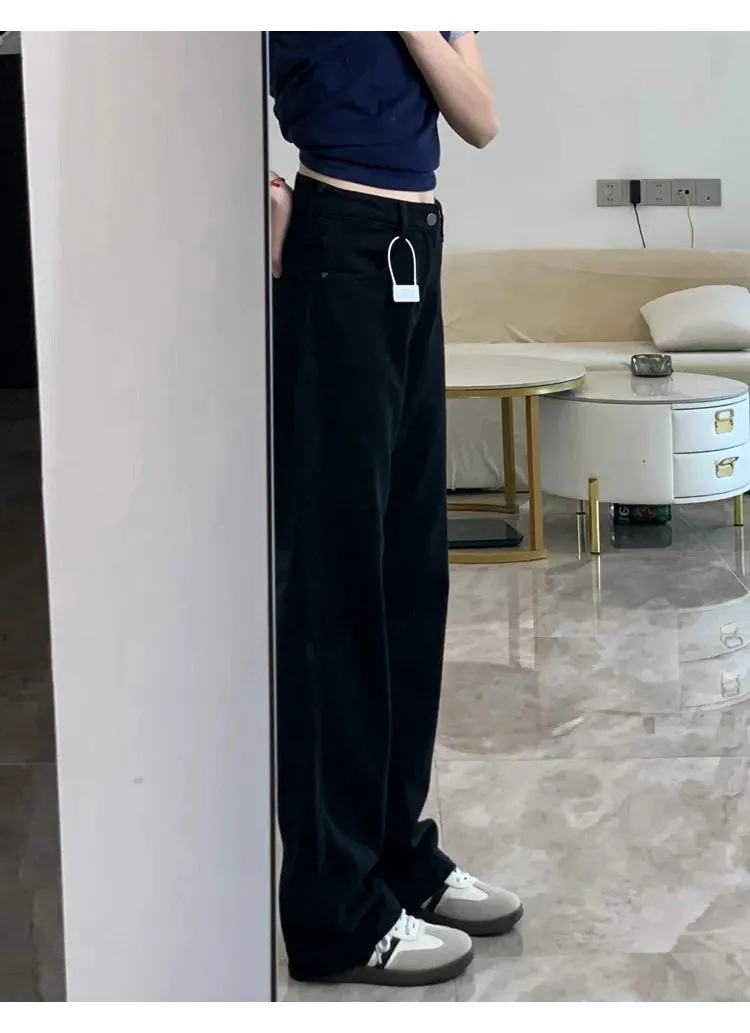 Women's White Wide-Leg Jeans 2025 Autumn Winter Collection High-Waisted Loose Fit Draped Small Straight-Leg Floor-Length Trousers for Fashionable Ladies showcase 18