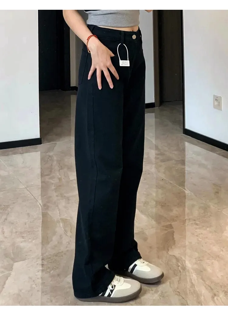 Women's White Wide-Leg Jeans 2025 Autumn Winter Collection High-Waisted Loose Fit Draped Small Straight-Leg Floor-Length Trousers for Fashionable Ladies showcase 15