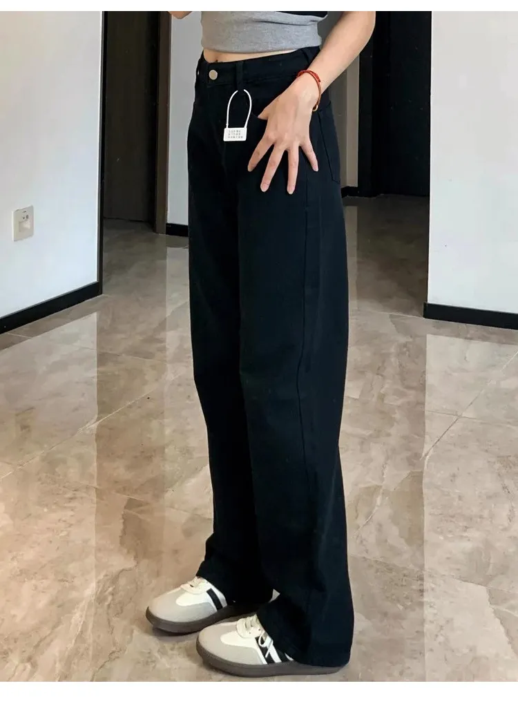 Women's White Wide-Leg Jeans 2025 Autumn Winter Collection High-Waisted Loose Fit Draped Small Straight-Leg Floor-Length Trousers for Fashionable Ladies showcase 20