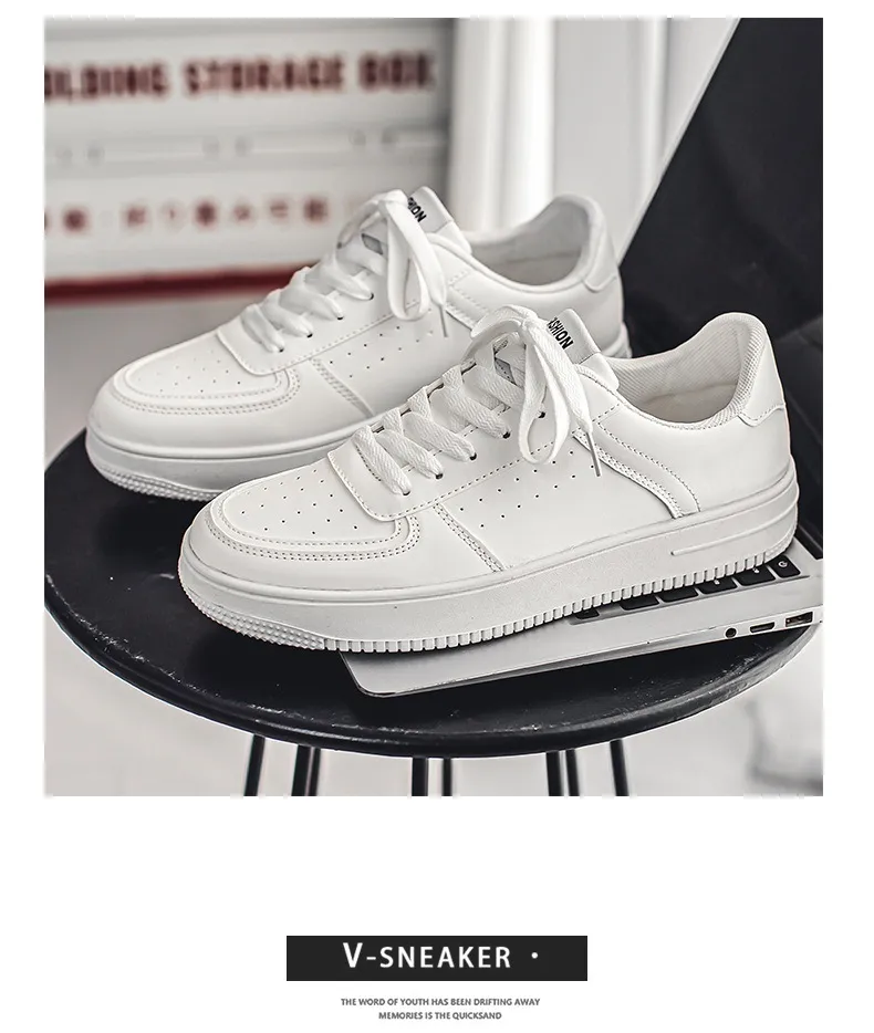 Men's Breathable Mesh Sneakers - Spring 2026 Trendy Casual Sports Shoes for Youth, Versatile Solid White Design showcase 2