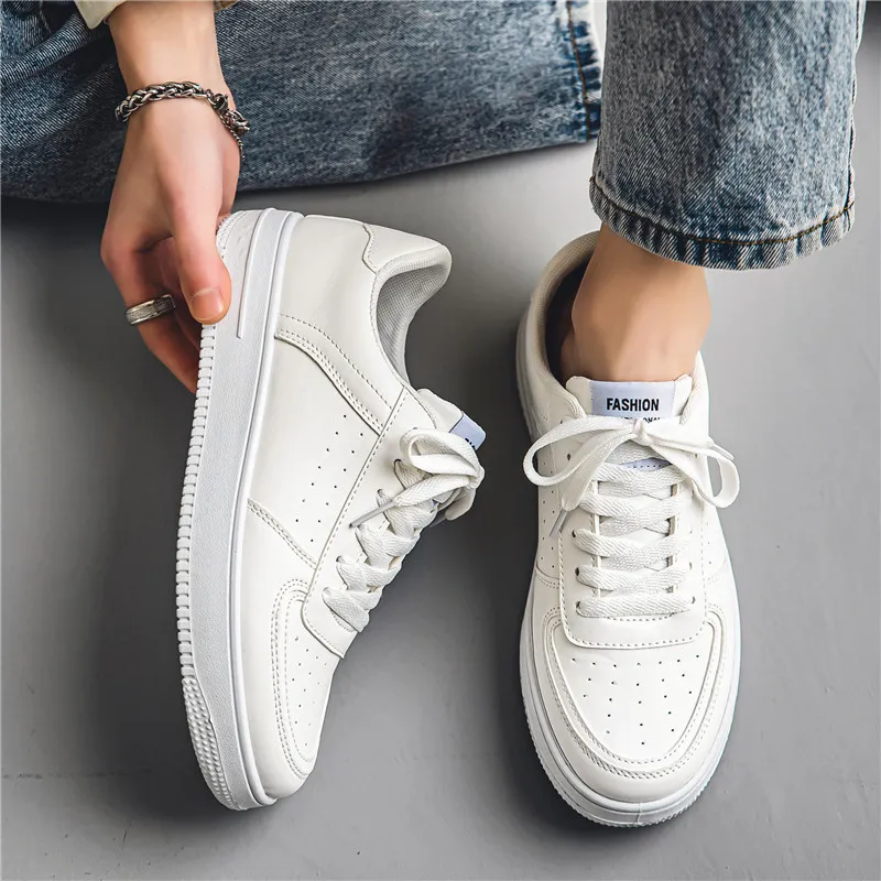 Men's Breathable Mesh Sneakers - Spring 2026 Trendy Casual Sports Shoes for Youth, Versatile Solid White Design thumbnail 3