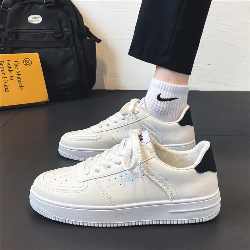 Men's Breathable Mesh Sneakers - Spring 2026 Trendy Casual Sports Shoes for Youth, Versatile Solid White Design thumbnail 7