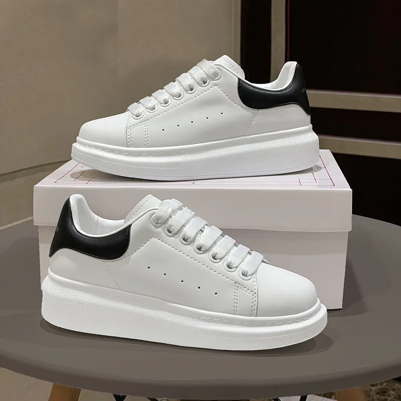 High-Quality McQueen Style White Sneakers for Men & Women - Trendy, Height-Increasing, Versatile Couple Shoes for Casual & Sports Wear thumbnail 1