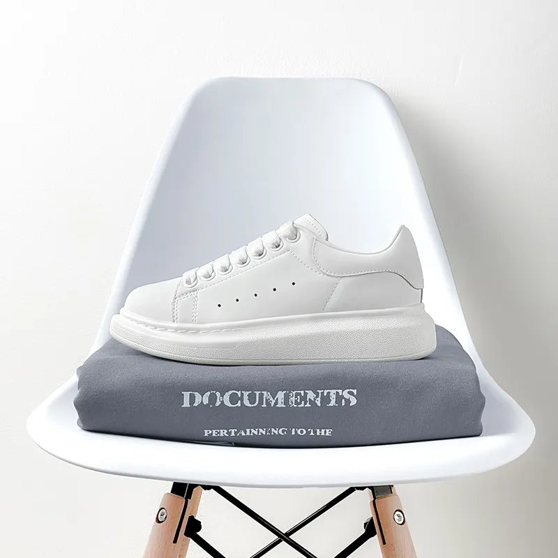 High-Quality McQueen Style White Sneakers for Men & Women - Trendy, Height-Increasing, Versatile Couple Shoes for Casual & Sports Wear thumbnail 4