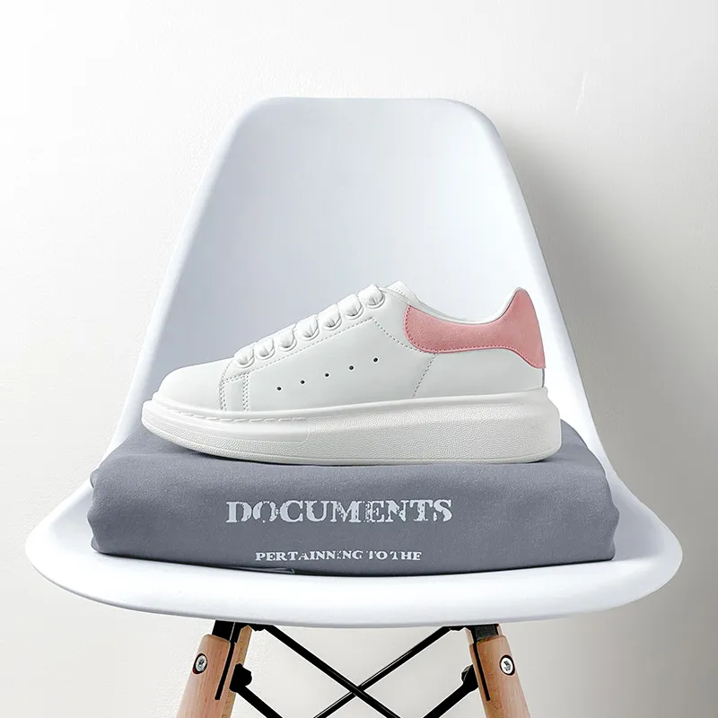 High-Quality McQueen Style White Sneakers for Men & Women - Trendy, Height-Increasing, Versatile Couple Shoes for Casual & Sports Wear thumbnail 3