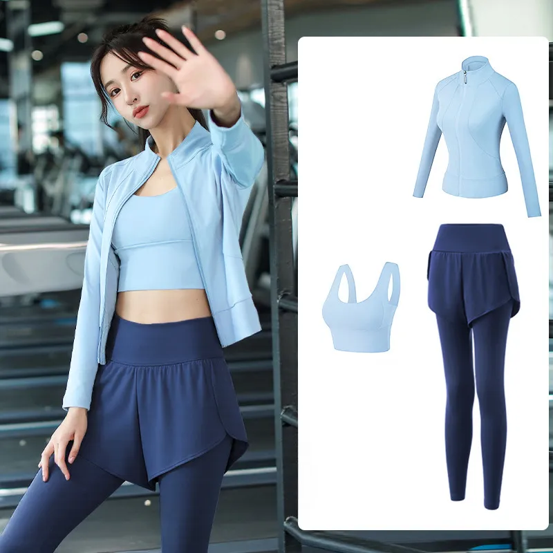 Women's 3-Piece Sportswear Set: Long Sleeve Quick-Dry Top, Running Yoga Pants, Outdoor Gym Training Activewear for Spring - Image 2