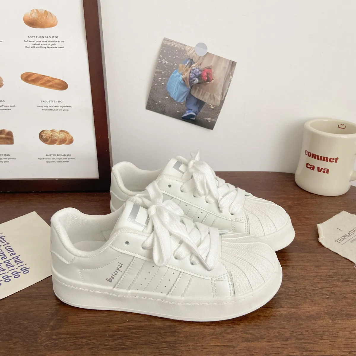 Women's Spring 2025 New Arrival Casual Sneakers - White Shell Head Board Shoes for Students, Versatile Joker Style showcase 3
