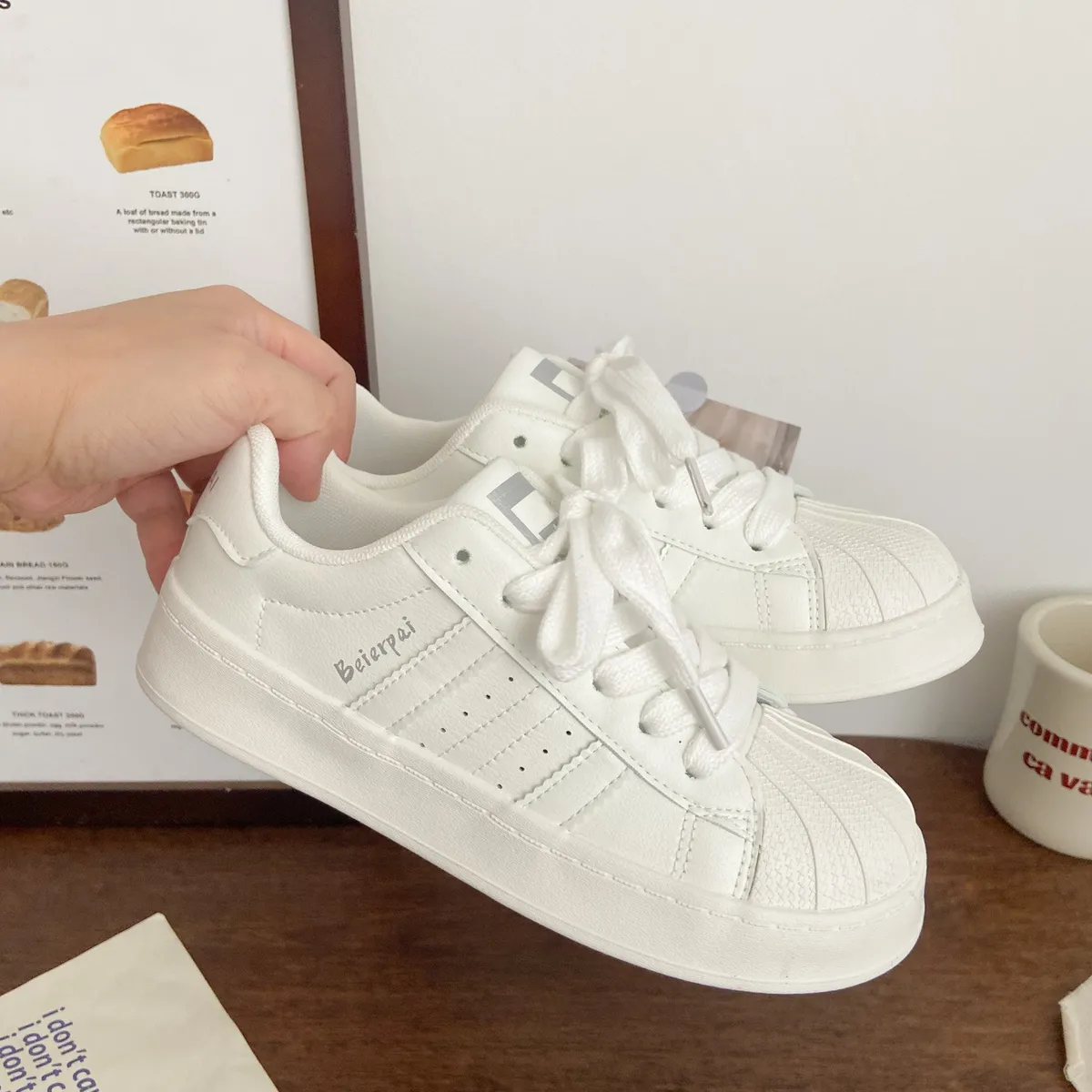 Women's Spring 2025 New Arrival Casual Sneakers - White Shell Head Board Shoes for Students, Versatile Joker Style showcase 4