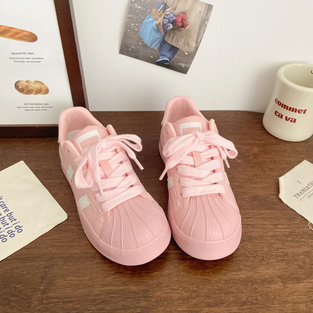 Women's Spring 2025 New Arrival Casual Sneakers - White Shell Head Board Shoes for Students, Versatile Joker Style showcase 8
