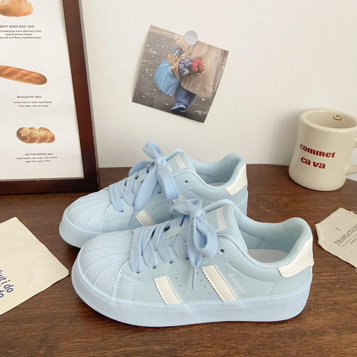 Women's Spring 2025 New Arrival Casual Sneakers - White Shell Head Board Shoes for Students, Versatile Joker Style showcase 13