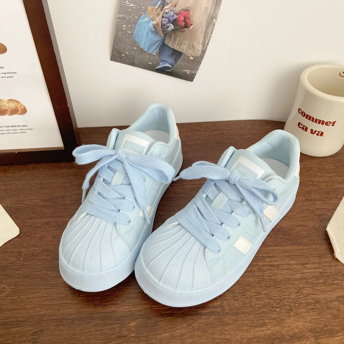 Women's Spring 2025 New Arrival Casual Sneakers - White Shell Head Board Shoes for Students, Versatile Joker Style showcase 15