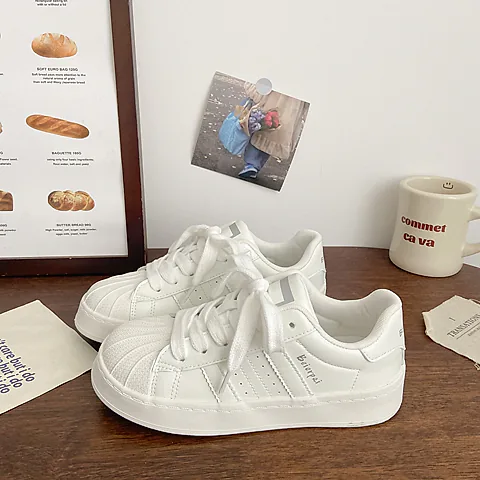 Women's Spring 2025 New Arrival Casual Sneakers - White Shell Head Board Shoes for Students, Versatile Joker Style