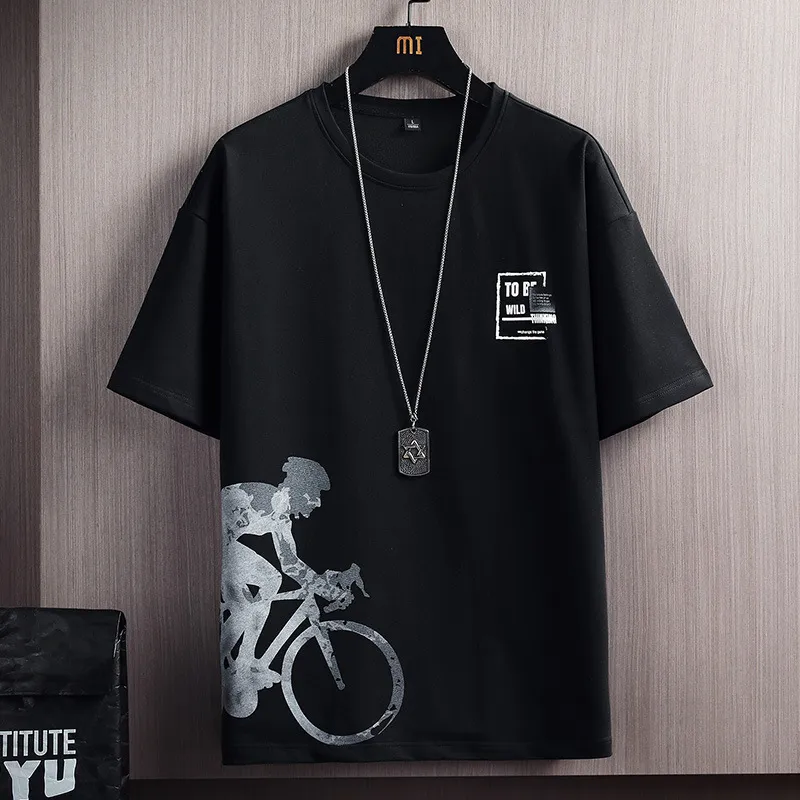 Men's Summer Snow Mountain Print Short-Sleeve T-Shirt & Shorts Set - Trendy Korean Style Slim Fit Two-Piece Sportswear for Casual Wear thumbnail 7