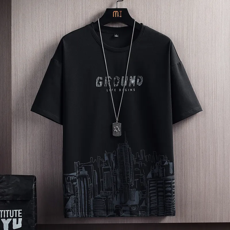 Men's Summer Snow Mountain Print Short-Sleeve T-Shirt & Shorts Set - Trendy Korean Style Slim Fit Two-Piece Sportswear for Casual Wear thumbnail 8