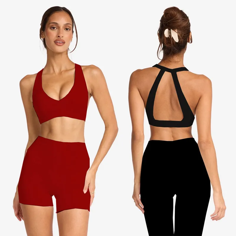 Women's Yoga Set with Padded Bra & High-Waisted Leggings - Quick-Dry Sports Fitness Outfit for Training & Exercise thumbnail 5