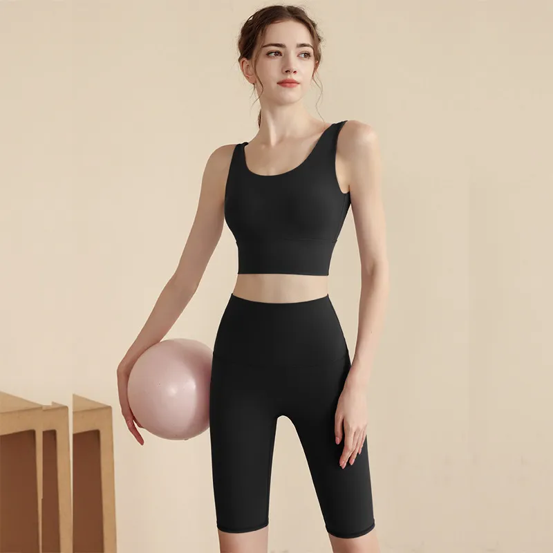 Women's High Elastic Yoga Suit Two-Piece Set - Backless Vest & High Waist Tummy Control Pants for Fitness & Exercise thumbnail 7