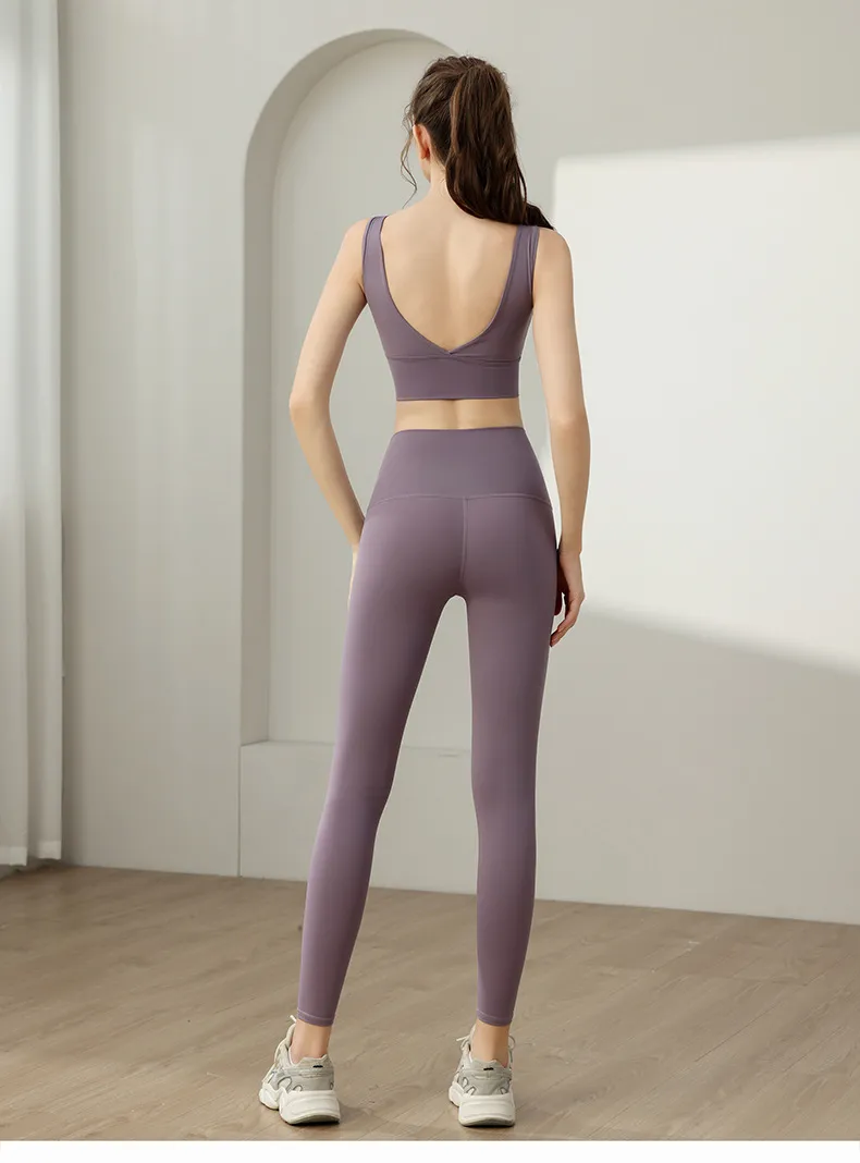 Women's High Elastic Yoga Suit Two-Piece Set - Backless Vest & High Waist Tummy Control Pants for Fitness & Exercise showcase 8