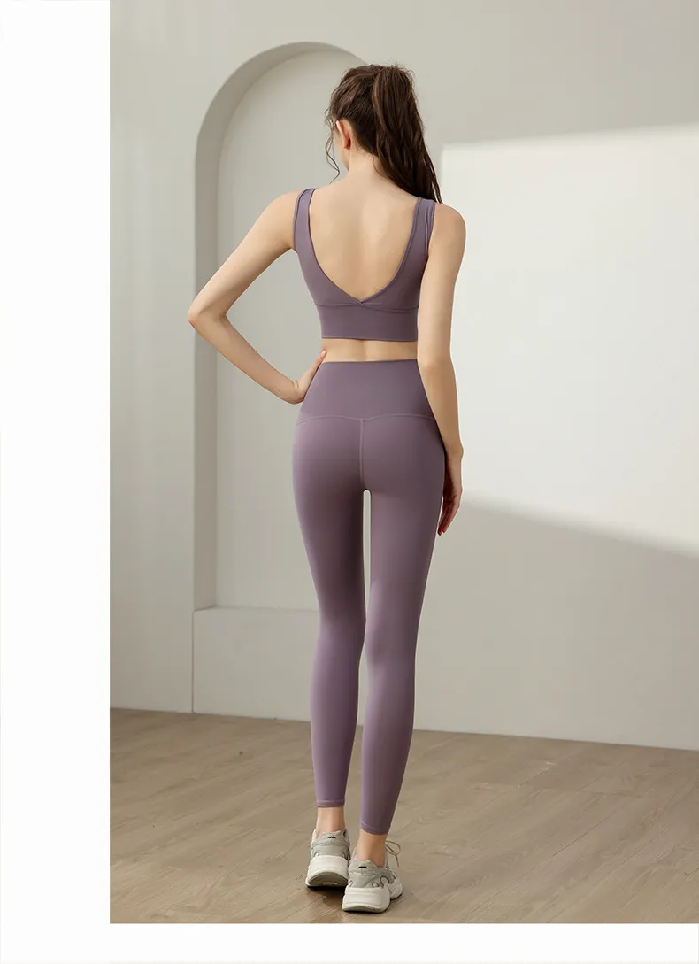 Women's High Elastic Yoga Suit Two-Piece Set - Backless Vest & High Waist Tummy Control Pants for Fitness & Exercise showcase 9