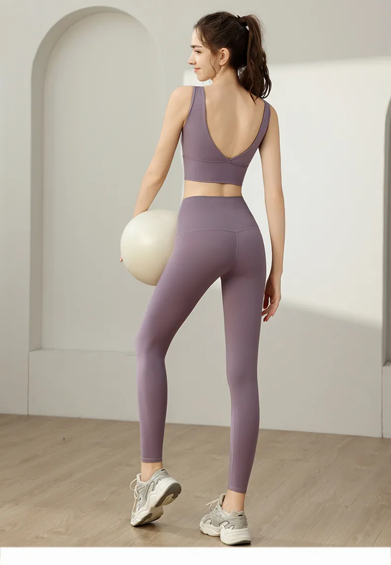 Women's High Elastic Yoga Suit Two-Piece Set - Backless Vest & High Waist Tummy Control Pants for Fitness & Exercise showcase 13