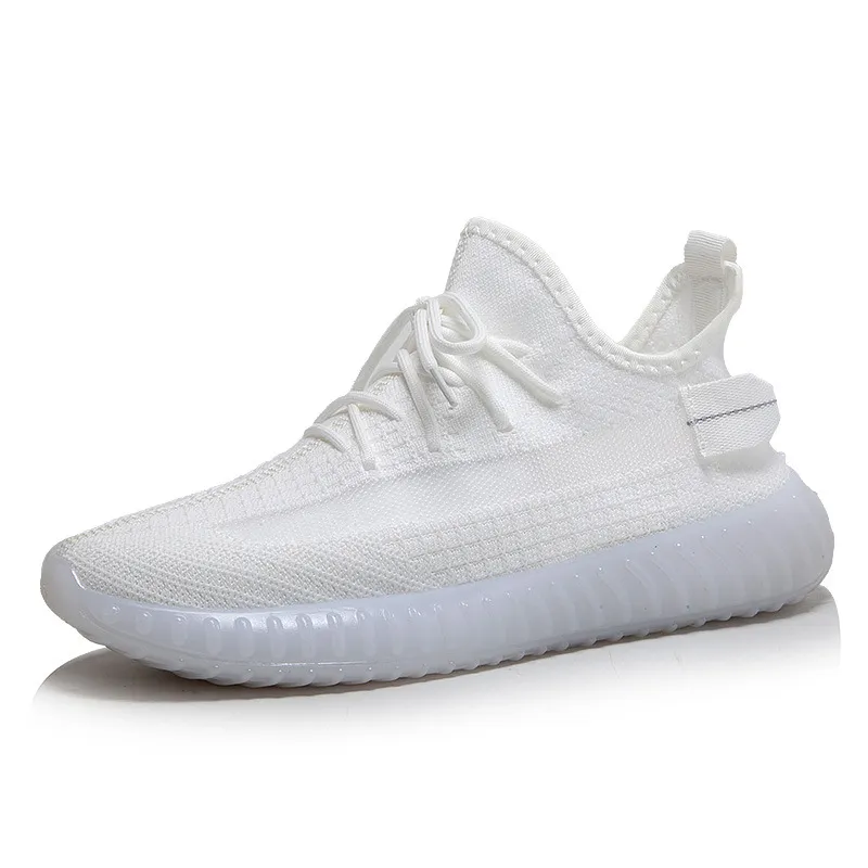 Coconut Shoes Men's & Women's White Sneakers, Breathable Fly-Knit 350 Quality Student Sports Shoes, Comfortable Casual Footwear for School thumbnail 5