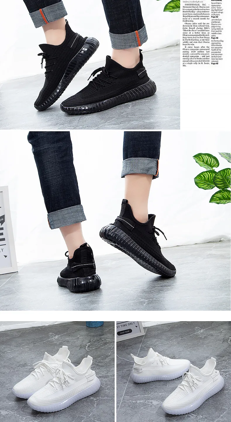 Coconut Shoes Men's & Women's White Sneakers, Breathable Fly-Knit 350 Quality Student Sports Shoes, Comfortable Casual Footwear for School showcase 16