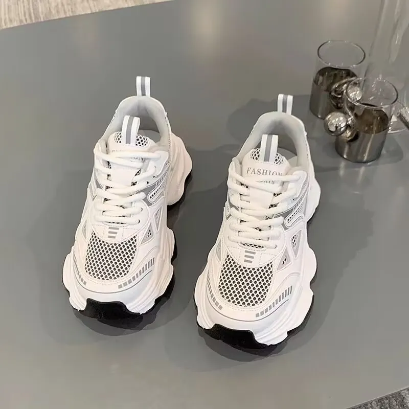 Black Dad Sneakers for Women - 2026 Spring New Model, Height-Increasing, Breathable Mesh, Lightweight Casual Sports Shoes for Versatile Style thumbnail 6