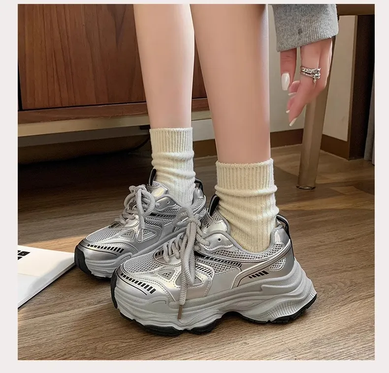 Black Dad Sneakers for Women - 2026 Spring New Model, Height-Increasing, Breathable Mesh, Lightweight Casual Sports Shoes for Versatile Style showcase 18