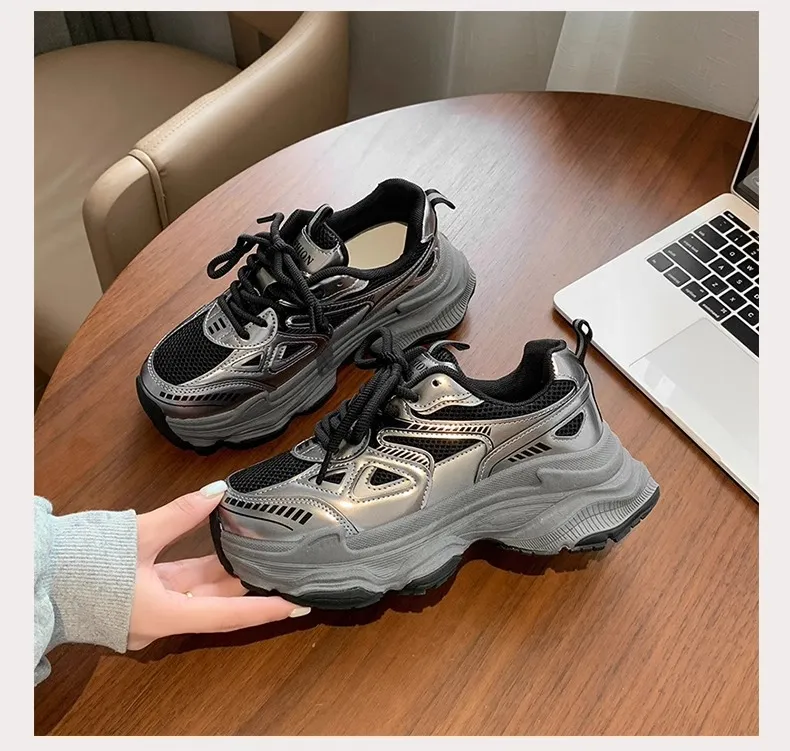 Black Dad Sneakers for Women - 2026 Spring New Model, Height-Increasing, Breathable Mesh, Lightweight Casual Sports Shoes for Versatile Style showcase 20