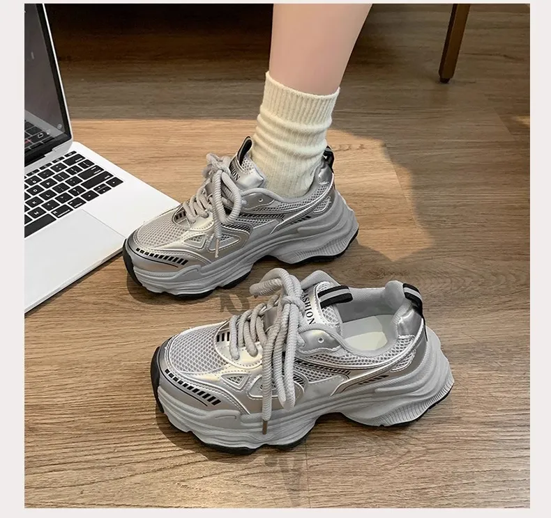 Black Dad Sneakers for Women - 2026 Spring New Model, Height-Increasing, Breathable Mesh, Lightweight Casual Sports Shoes for Versatile Style showcase 17