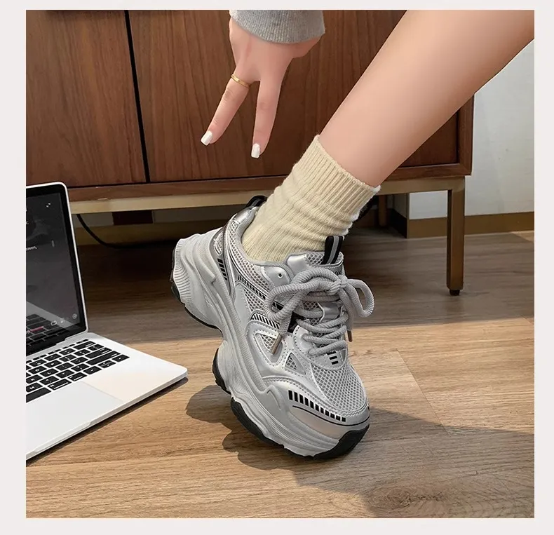 Black Dad Sneakers for Women - 2026 Spring New Model, Height-Increasing, Breathable Mesh, Lightweight Casual Sports Shoes for Versatile Style showcase 19
