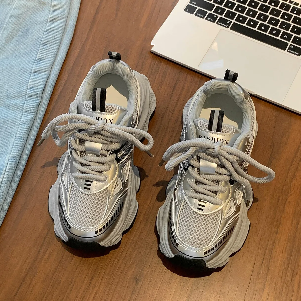 Black Dad Sneakers for Women - 2026 Spring New Model, Height-Increasing, Breathable Mesh, Lightweight Casual Sports Shoes for Versatile Style thumbnail 8