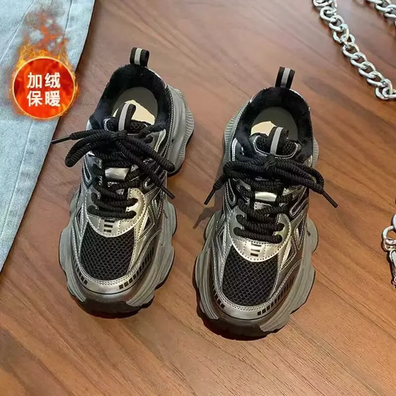 Black Dad Sneakers for Women - 2026 Spring New Model, Height-Increasing, Breathable Mesh, Lightweight Casual Sports Shoes for Versatile Style thumbnail 9
