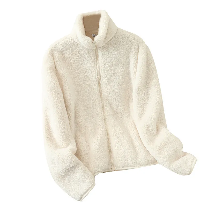 Unisex Double-Sided Plush Velvet Jacket - Warm Coral Fleece Lined Sweatshirt for Autumn/Winter, Thickened Casual Outerwear for Men & Women thumbnail 5