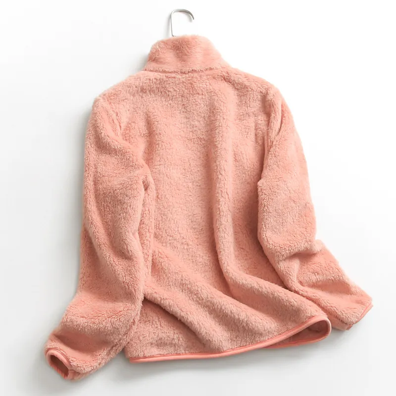 Unisex Double-Sided Plush Velvet Jacket - Warm Coral Fleece Lined Sweatshirt for Autumn/Winter, Thickened Casual Outerwear for Men & Women showcase 7