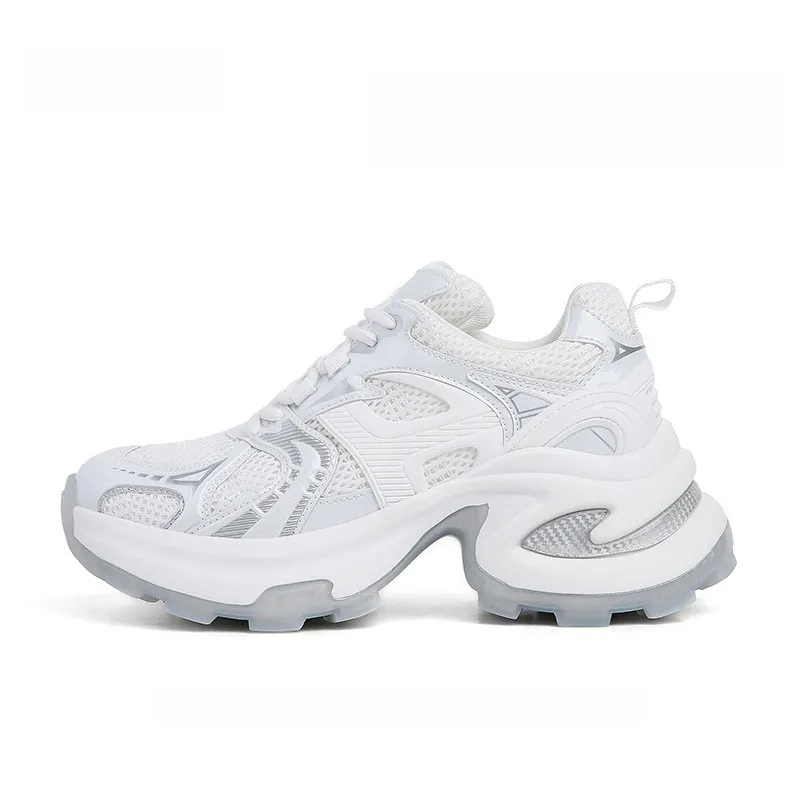 Women's Fashion Sneakers 2025 Spring New Mesh Breathable Casual Shoes with Soft Leather and Thick Bottom for Increased Comfort and Style thumbnail 5