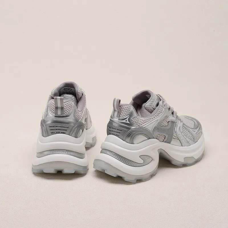 Women's Fashion Sneakers 2025 Spring New Mesh Breathable Casual Shoes with Soft Leather and Thick Bottom for Increased Comfort and Style showcase 6