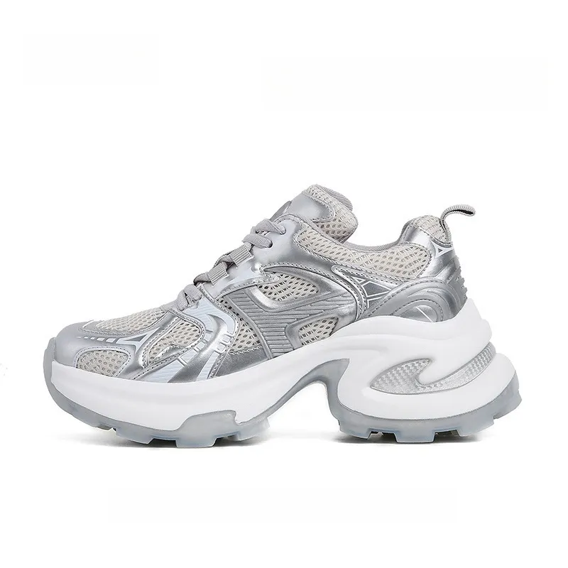 Women's Fashion Sneakers 2025 Spring New Mesh Breathable Casual Shoes with Soft Leather and Thick Bottom for Increased Comfort and Style showcase 1