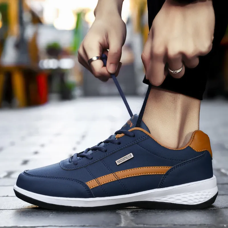 Men's Large Size Leather Sneakers - Casual Sports Running Shoes for Students, Available up to Size 48 - Image 1