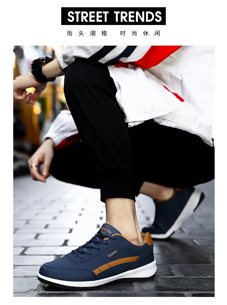 Men's Large Size Leather Sneakers - Casual Sports Running Shoes for Students, Available up to Size 48 showcase 5