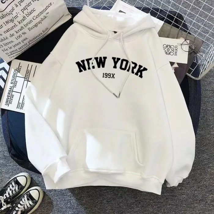 Women's Retro Letter Print Hooded Sweatshirt Jacket - Loose Fit Casual Long Sleeve Top for Autumn thumbnail 7