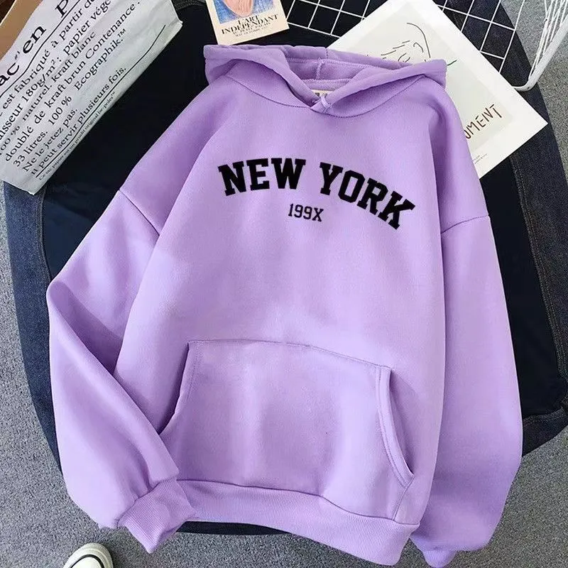 Women's Retro Letter Print Hooded Sweatshirt Jacket - Loose Fit Casual Long Sleeve Top for Autumn thumbnail 3