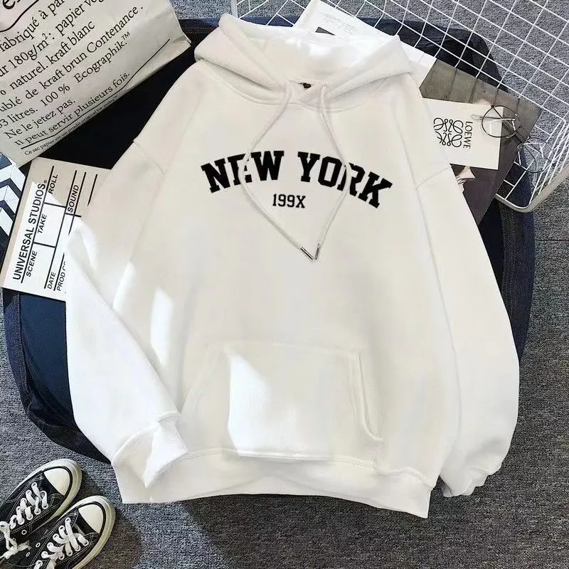 Women's Retro Letter Print Hooded Sweatshirt Jacket - Loose Fit Casual Long Sleeve Top for Autumn showcase 3