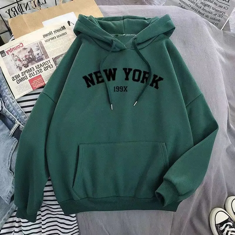 Women's Retro Letter Print Hooded Sweatshirt Jacket - Loose Fit Casual Long Sleeve Top for Autumn showcase 4